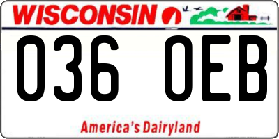 WI license plate 036OEB