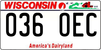 WI license plate 036OEC