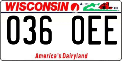 WI license plate 036OEE
