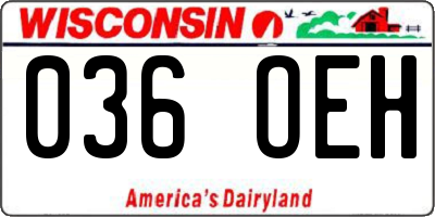 WI license plate 036OEH