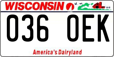 WI license plate 036OEK