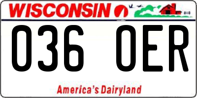 WI license plate 036OER