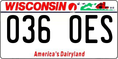 WI license plate 036OES