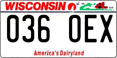 WI license plate 036OEX