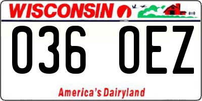 WI license plate 036OEZ