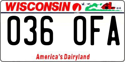 WI license plate 036OFA