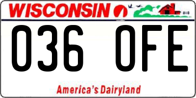 WI license plate 036OFE