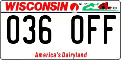 WI license plate 036OFF