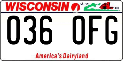 WI license plate 036OFG