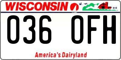 WI license plate 036OFH