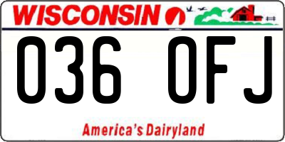 WI license plate 036OFJ