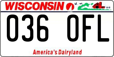 WI license plate 036OFL