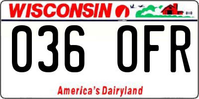 WI license plate 036OFR