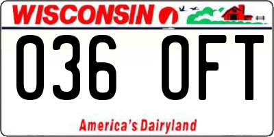 WI license plate 036OFT