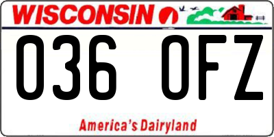 WI license plate 036OFZ