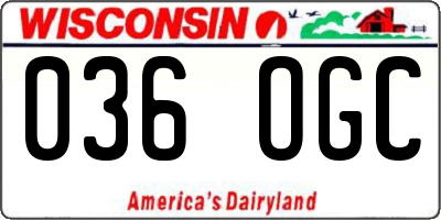 WI license plate 036OGC