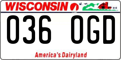 WI license plate 036OGD