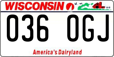 WI license plate 036OGJ