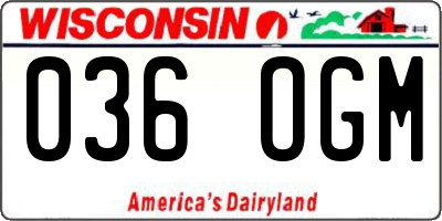 WI license plate 036OGM