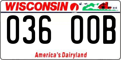WI license plate 036OOB