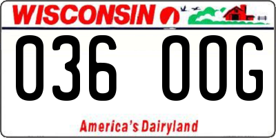 WI license plate 036OOG