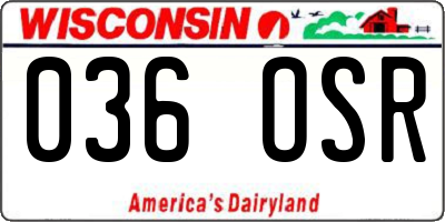 WI license plate 036OSR