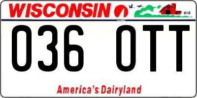 WI license plate 036OTT