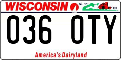 WI license plate 036OTY