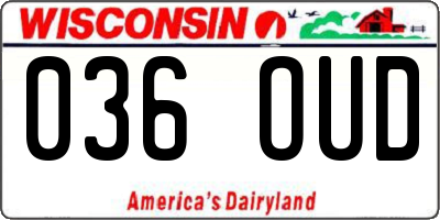 WI license plate 036OUD