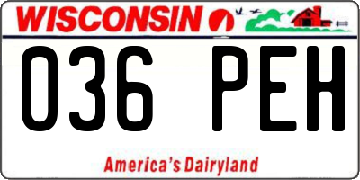 WI license plate 036PEH
