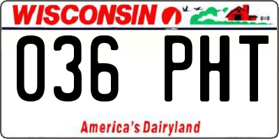 WI license plate 036PHT