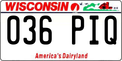 WI license plate 036PIQ