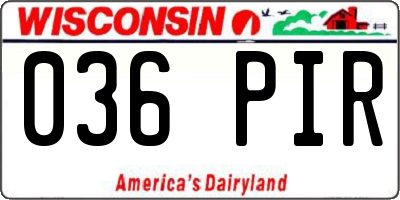 WI license plate 036PIR