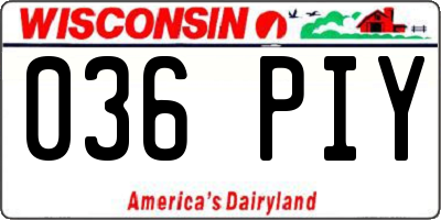 WI license plate 036PIY