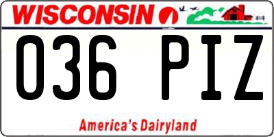 WI license plate 036PIZ