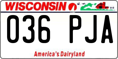 WI license plate 036PJA