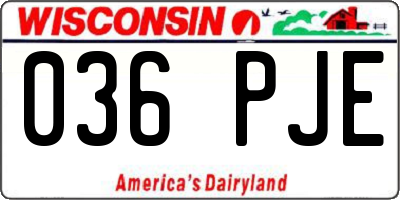 WI license plate 036PJE