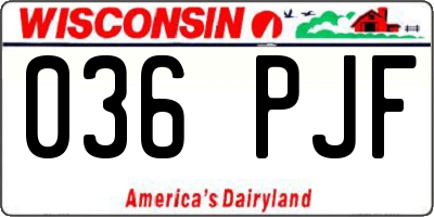 WI license plate 036PJF