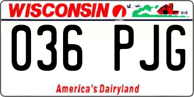 WI license plate 036PJG