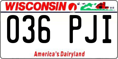 WI license plate 036PJI