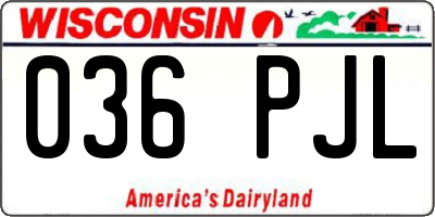 WI license plate 036PJL