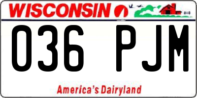 WI license plate 036PJM