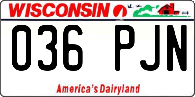 WI license plate 036PJN
