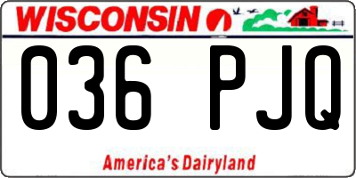 WI license plate 036PJQ