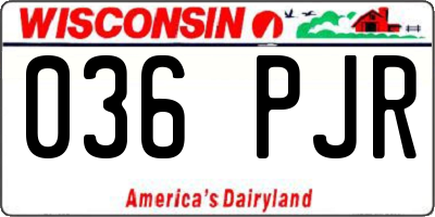 WI license plate 036PJR