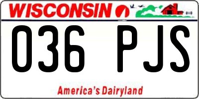 WI license plate 036PJS