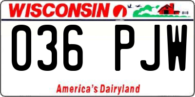 WI license plate 036PJW