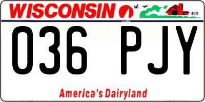 WI license plate 036PJY