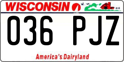 WI license plate 036PJZ
