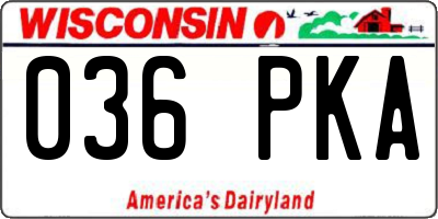 WI license plate 036PKA